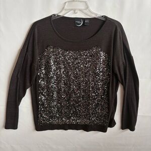 August Moon Black Sequin Front Sweater. Size M. INV25/459